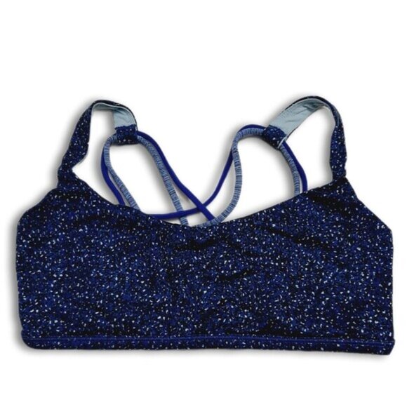 LULULEMON Sports Bra Athletic Strappy Racer Back Speckled Blue Sz 8 / M - Picture 1 of 16